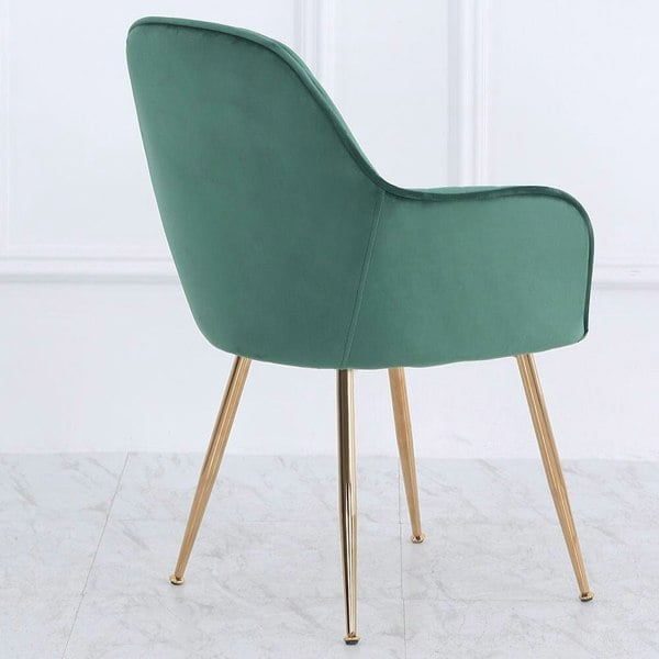 Set of 2 Velvet Dining Chairs with Pad and Armrest Dining Chairs Living and Home