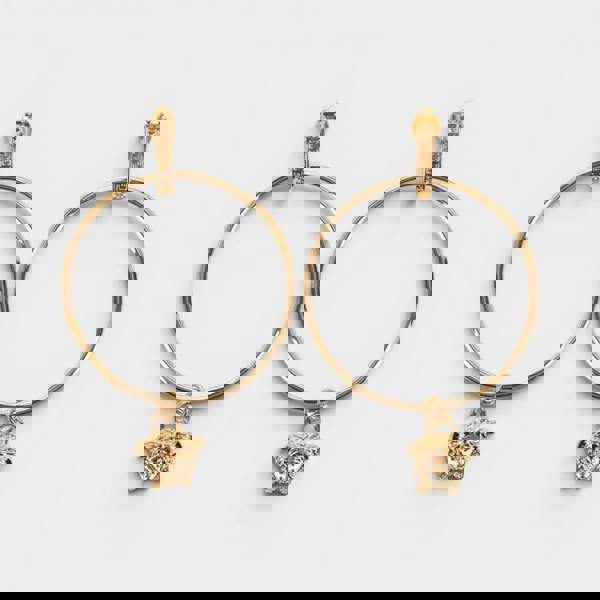 Versace Logo Medusa Charm Hoop Earrings Gold