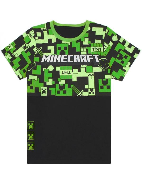 Minecraft Boys Green Creeper All-Over Print & Logo Short Sleeve Short Leg Pyjama Set