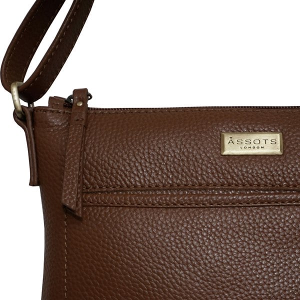 Assots London 'EDITH' Tan Pebble Grain Leather Crossbody bag