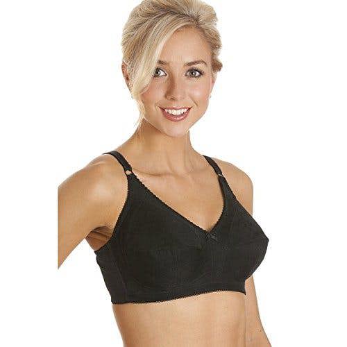 Womens Cotton Comfort Non Wire Soft Cup Black Bra