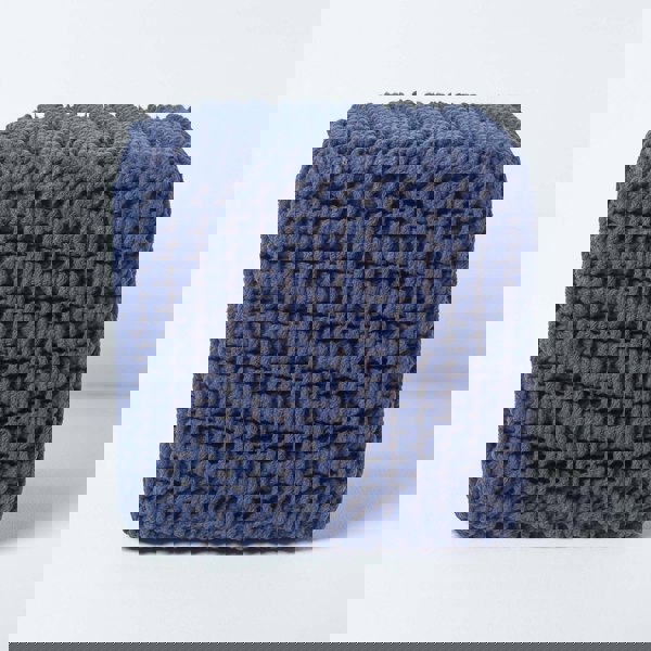 HOMESCAPES Cube Cotton Knitted Pouffe Footstool Bean Filled Hand Knitted