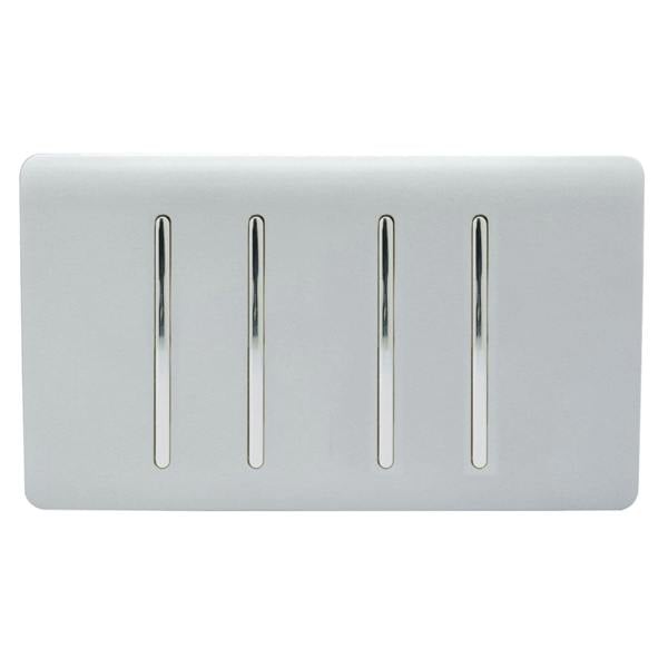 Trendi Switch 4 Gang 1 or 2 Way Light Switch in Platinum Silver