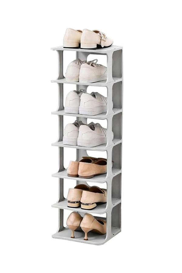 Living and Home 6-Tier 6-Pair Off-White Plastic Shoe Rack