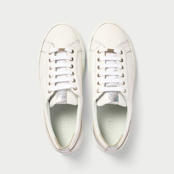 Luna white sneakers for bunions top view