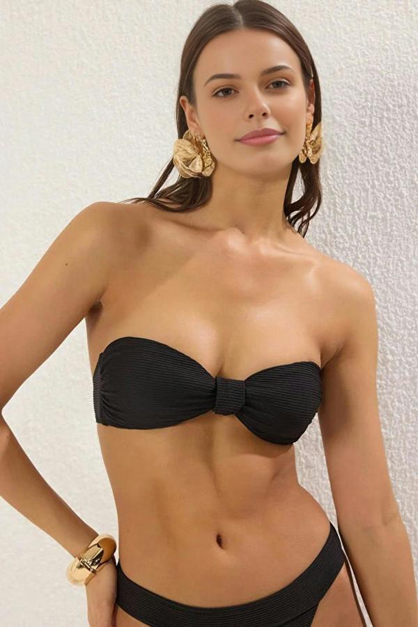 WOVCOR Knotted Strapless Covered Bikini Top