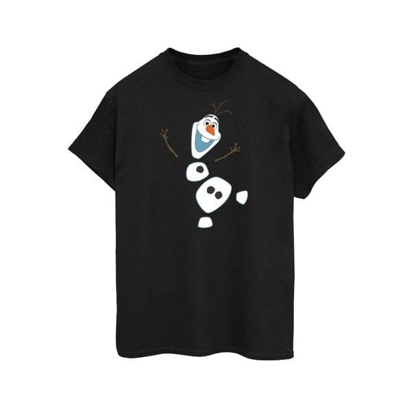 Disney Womens/Ladies Frozen Olaf Deconstructed Cotton Boyfriend T-Shirt - Black