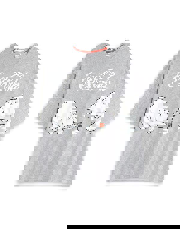 Coca Cola Womens Grey Logo Short Sleeve Long Leg Pyjama Set