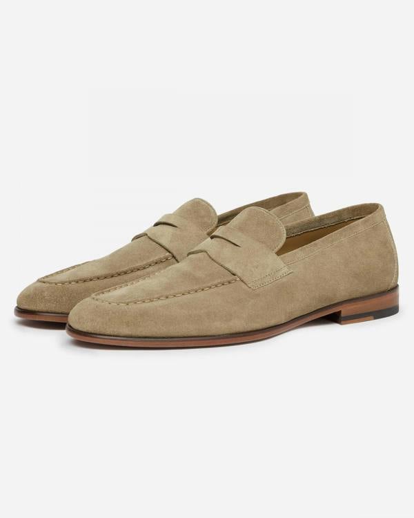 Oliver Sweeney Keyworth Suede Mens Loafers - Stone - CHO - Designer Mens Shoes