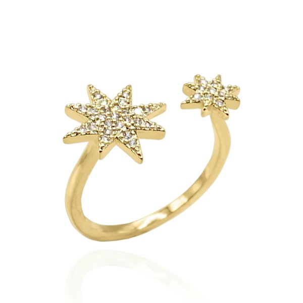 Luna Charles Astrid Double Star Ring - 14K Gold Plated