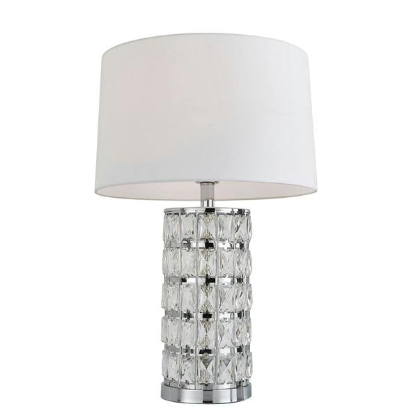 Pagazzi Lighting Indus Jewelled Cylinder Off White Table Lamp