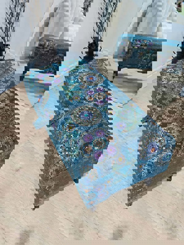 PREMIUM LOOP FLORAL GREEN PATTERN FOOTSTOOL CIRCLE BENCH COFFEE TABLE - ISTOOLS