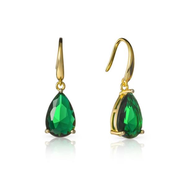 namana Gold Plated Green Pear Drop Earrings