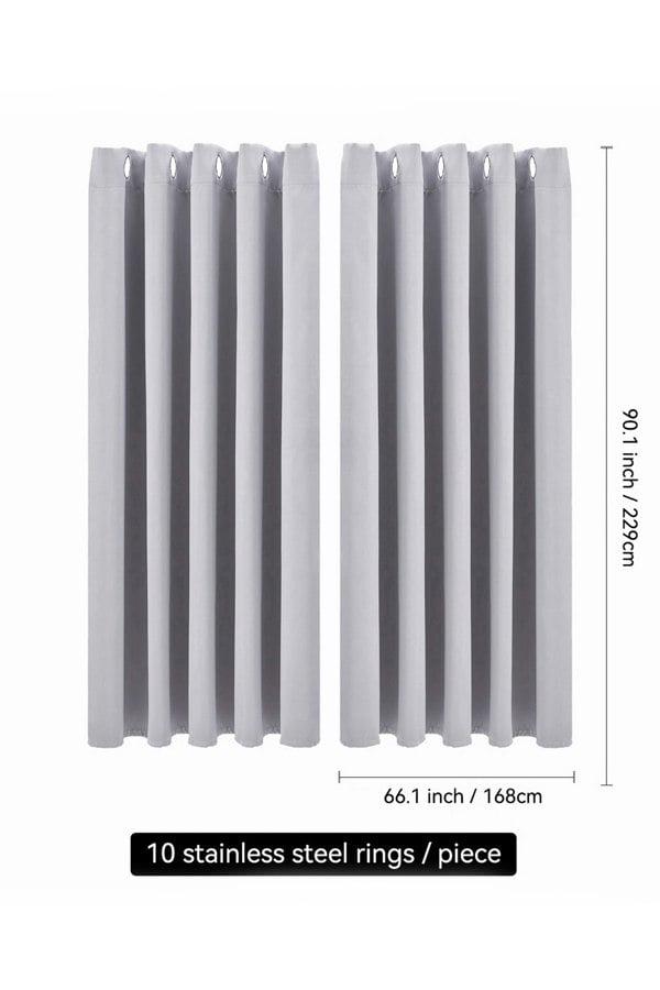 Living and Home 2 Panels Grey Blackout Curtains Polyester Drop Eyelet Curtains for Bedroom and Living Room, 168cm W x 229 cm H
