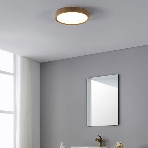 EGLO Musurita Natural Wood And Plastic Diffuser Ceiling Light