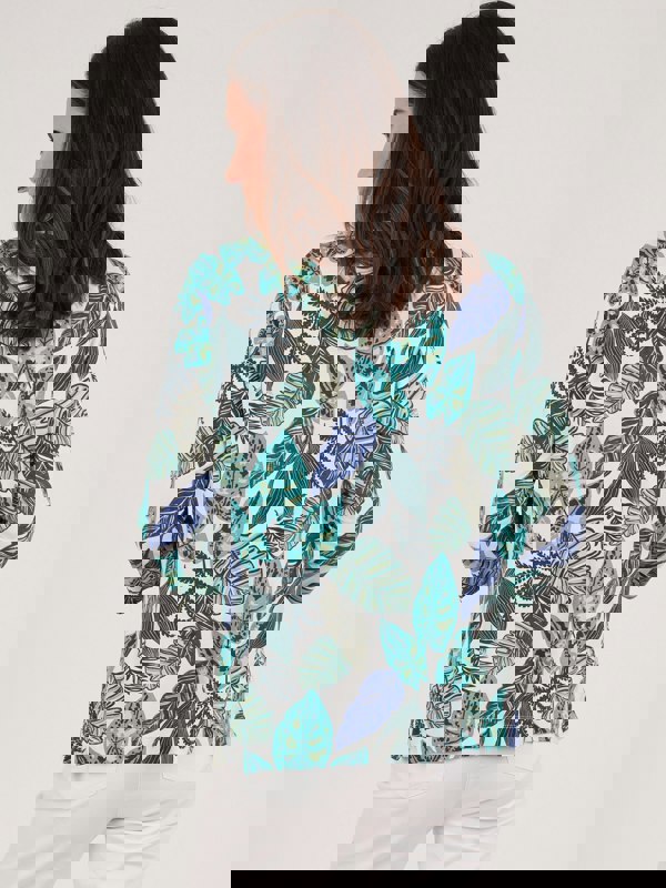 TIGI-Wear Tropical Leaf Ruched Neckline Top