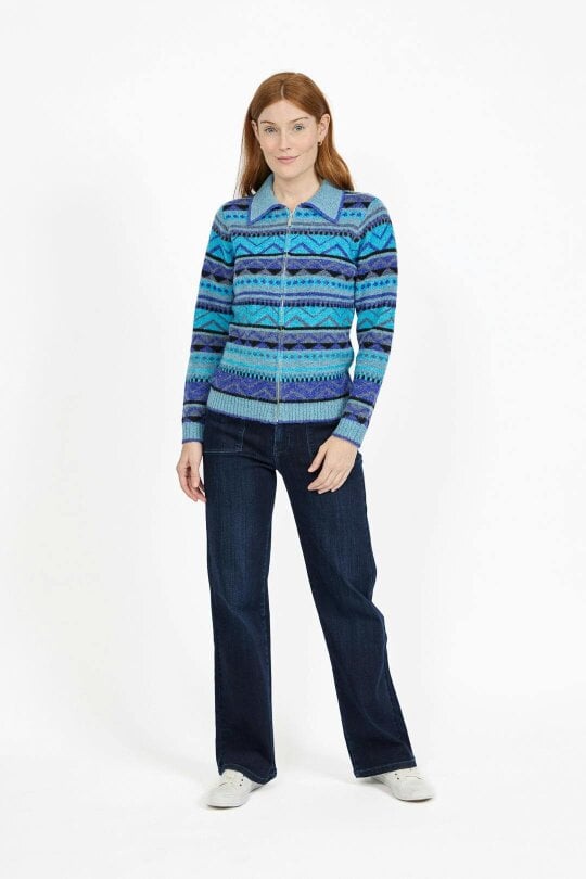 Mudflower Fair Isle Collared Knit Cardigan
