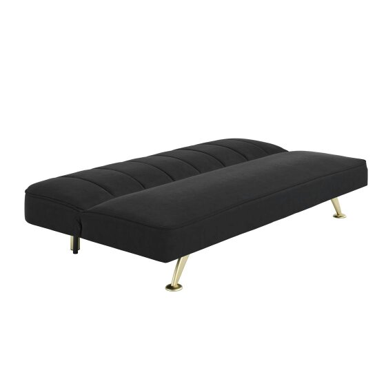 Wyld Haus Malahide Upholstered Black Velvet Tufted Sofa Bed Gold Metal Legs - Single