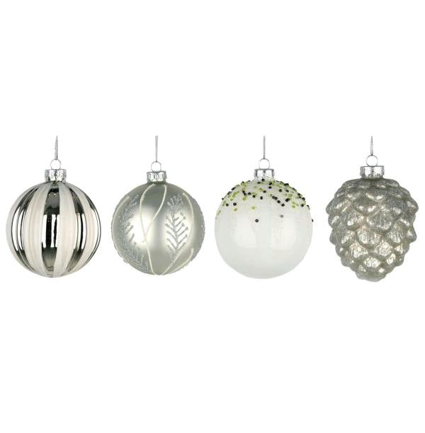 8cm Glass Christmas Baubles Set of 12 with Assorted Festive Designs image 2