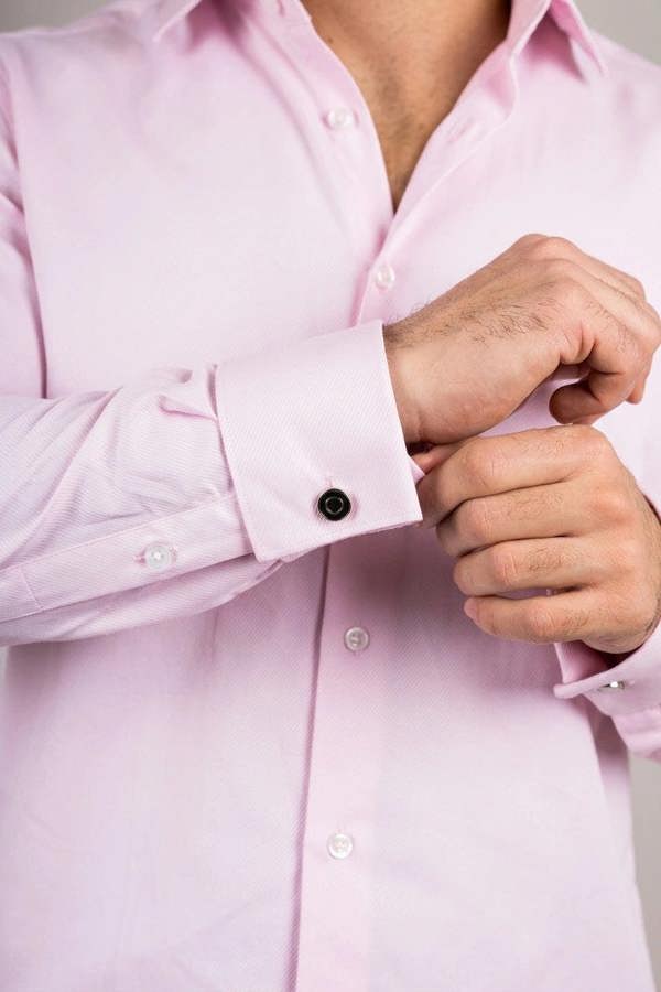 Men's Pink Double Cuff Oxford Shirt - TruClothing.com - 3