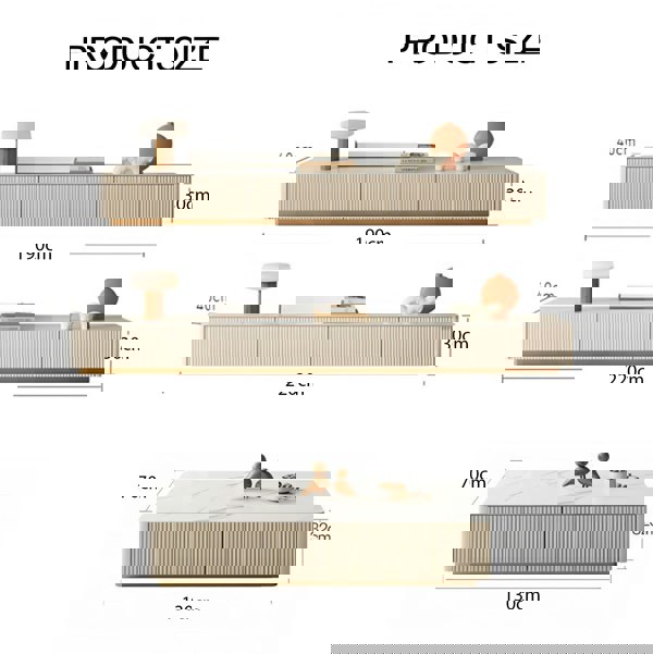 Rit Concept Abigail Stylish TV Stand, Sintered Stone, Cream