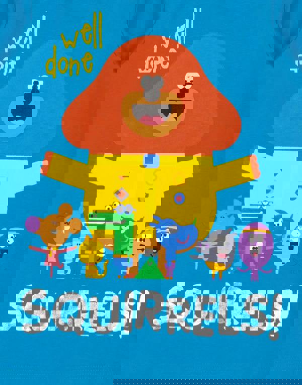 Hey Duggee Boys Blue Character Placement & All-Over Print Short Sleeve Long Leg Pyjama Set