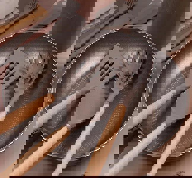 Anygleam Kitchen Utensils 11 Set Natural Beech Wooden Handle Cookware Tool with Storage Heat Resistant Non Stick Accessories