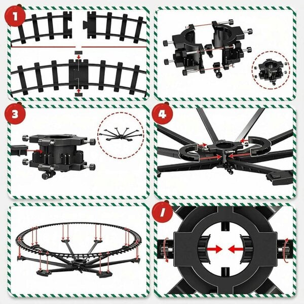 deAO 53-Piece Christmas Steam Train Set with Lights, Music, Smoke & Santa Track for Kids 3+