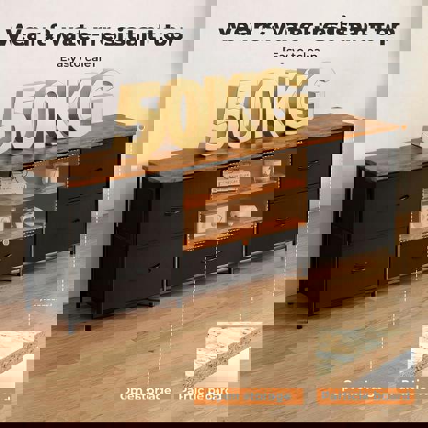 Levede TV Stand Cabinet Entertainment Unit Stand 140cm 5 Drawers Storage Shelves