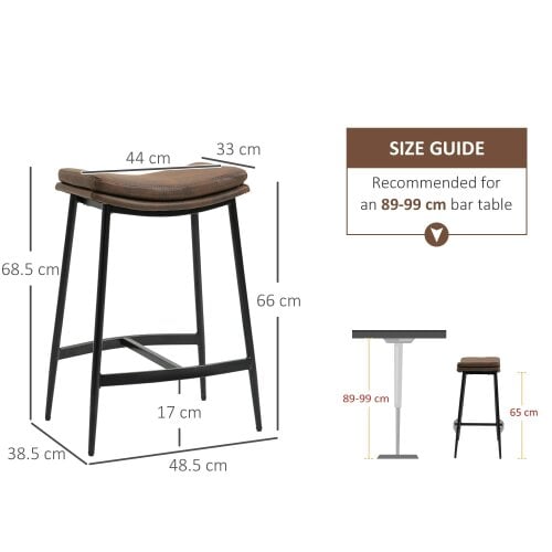 Wyld Haus Noveha Microfiber Brown Industrial Breakfast Bar Stools Set Of 2 With Curved Seat