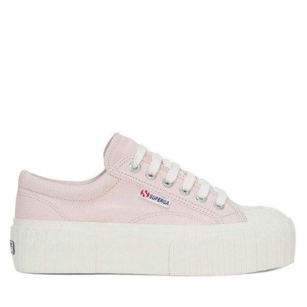 Superga Womens 2631 Stripe Platform Trainers - Pinkish/Avorio