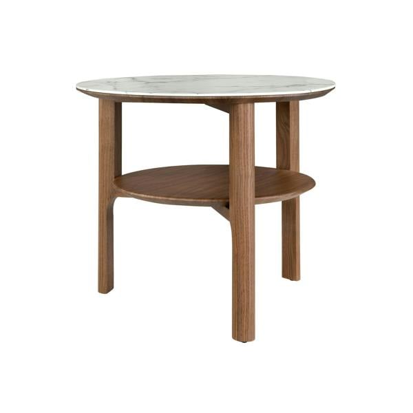 Angel Cerdá Porcelain Marble and Walnut Round Corner Table 2047