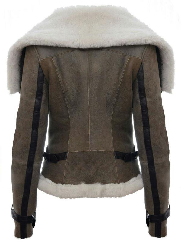Infinity Leather Womens Merino Sheepskin Aviator Leather Jacket-Asmara