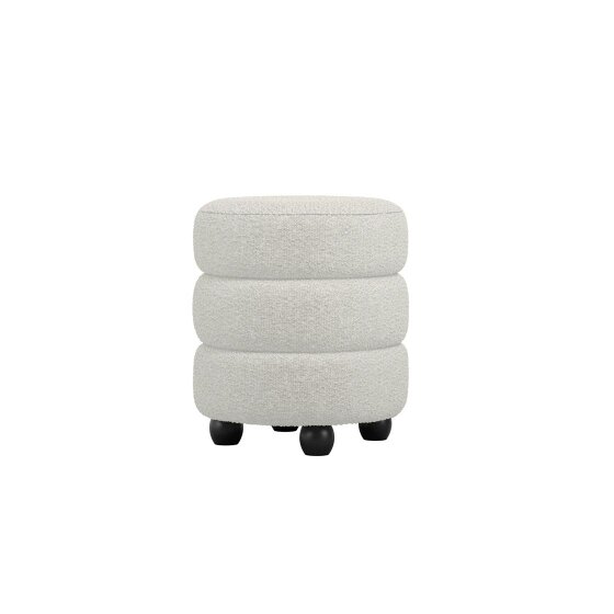 Wyld Haus Antipodes Ivory Chenille Round 3 Tier Pouffe