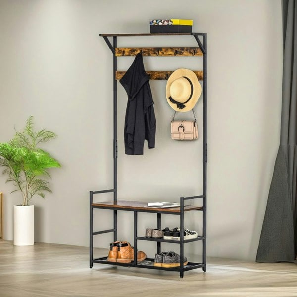 Rafaelo Mobilia Industrial 180CM Tall Coat Stand With 9 Hooks