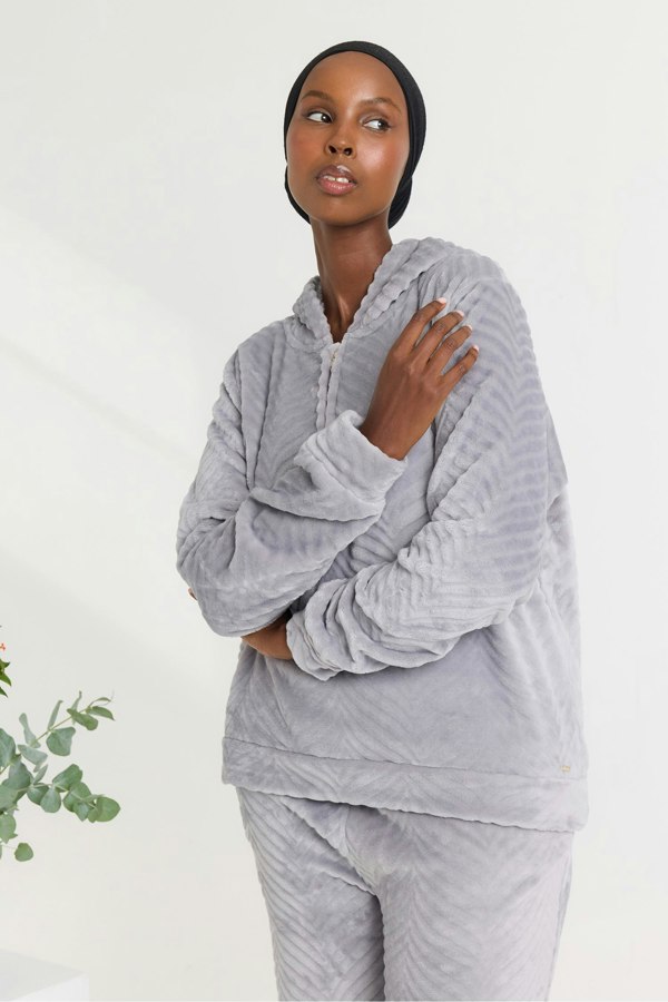 Cosy Chevron Lounge Suit in Shale Grey - Loungewear