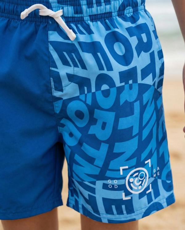 Vanilla Underground Fortnite Boys Blue Logo Swim Shorts
