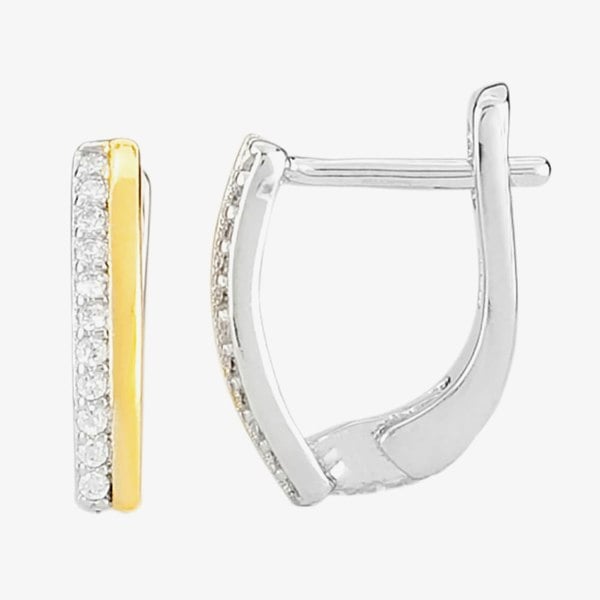 T. H. Baker Two-Tone Cubic Zirconia Bar Pendant and Earring Set SET13567