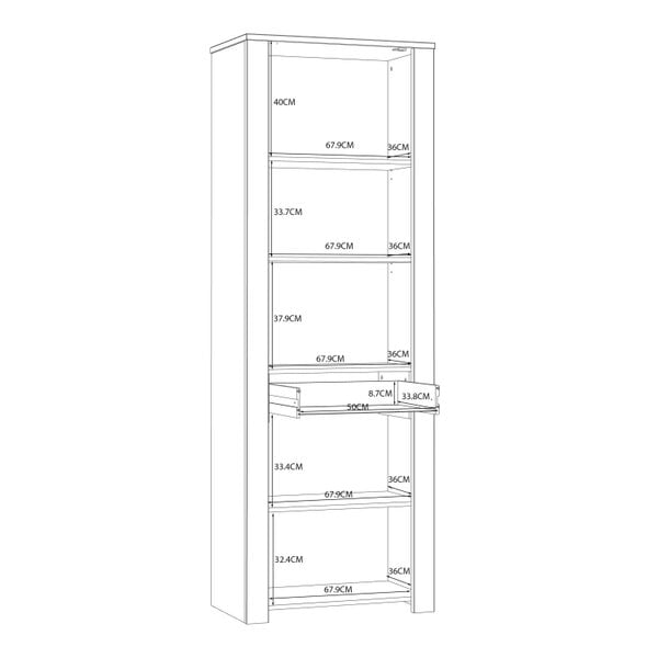 Wyld Haus Bramblecroft White and Natural Oak Wood Narrow Display Cabinet 2 Doors 1 Drawer