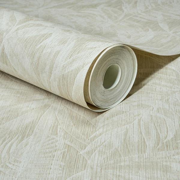 Grandeco Boutique Tropical Palm Leaf PVC-free Eco Wallpaper, Beige