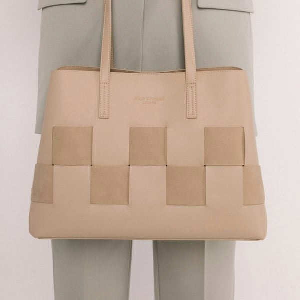 Alice Wheeler Milan Tote Bag – Large Structured Work Bag – Vegan Nappa & Suede