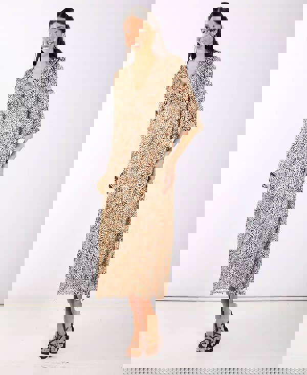 Leopard Printed Shimmer Midi Dress side