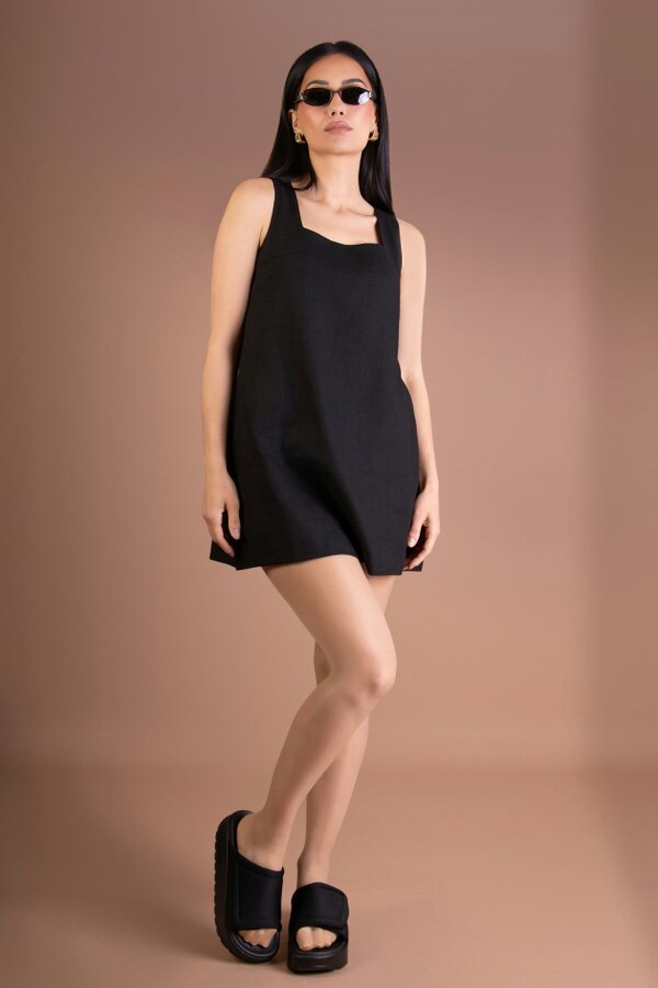 BALOU WOMENS LINEN MINI DRESS