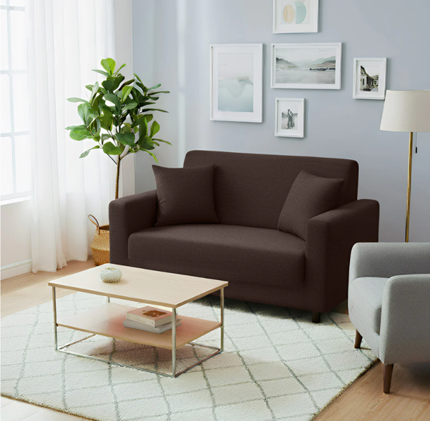 Anyseat 2 Seater Sofa Cover Plain Coffee Style and Protection For Living Room Sofa Chair Elastic Stretchable Slipcover