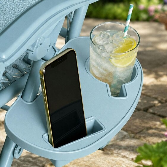 Neo Sky Blue Zero Gravity Recliner Garden Sun Loungers Set Of Two