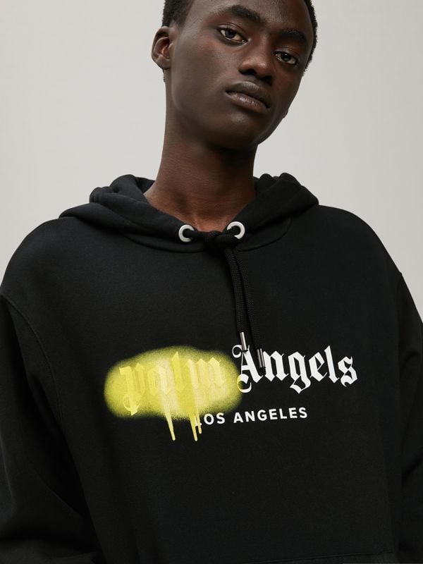 Palm Angels LA Spray Paint Logo Hoodie - Black