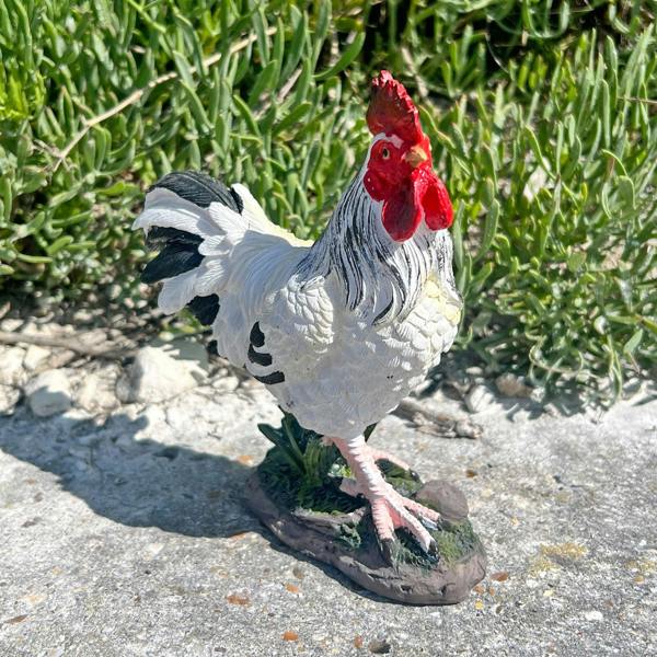 Farmwood White Cockerel Bird Garden Animal Ornament