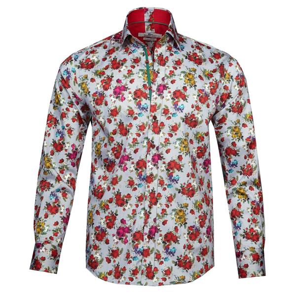 RED ROSE STRIPE PRINT SHIRT - Claudio Lugli Shirts
