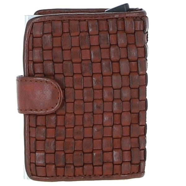 'La Perfetto' Metal & Woven Leather Card Wallet Case: D-10W