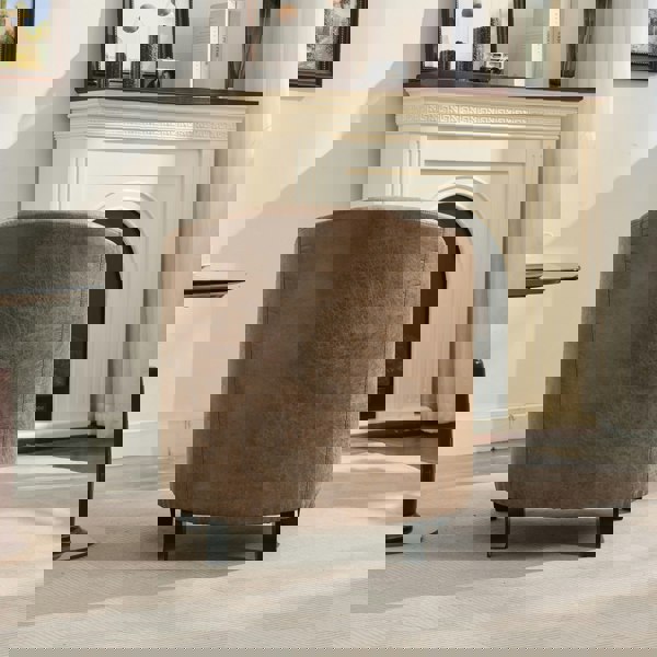 Furniture One Bronzing Fabric Tub Chair, Upholstered Armchair, Padded Barrel Club Chair